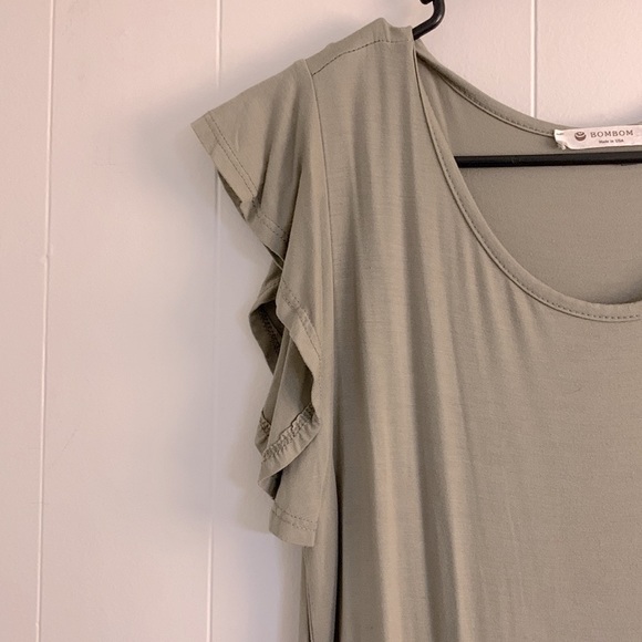 Green short sleeved flowy Bombom dress - Picture 4 of 4